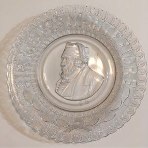 1885 vintage British judaica pressed glass 10” plate sir moses montefiore